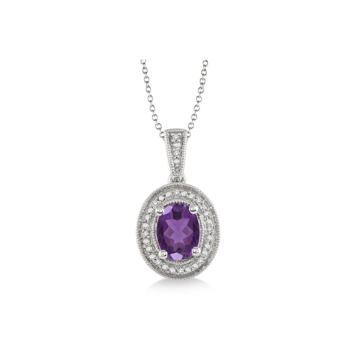 Jilco Amethyst & Diamond Oval Necklace