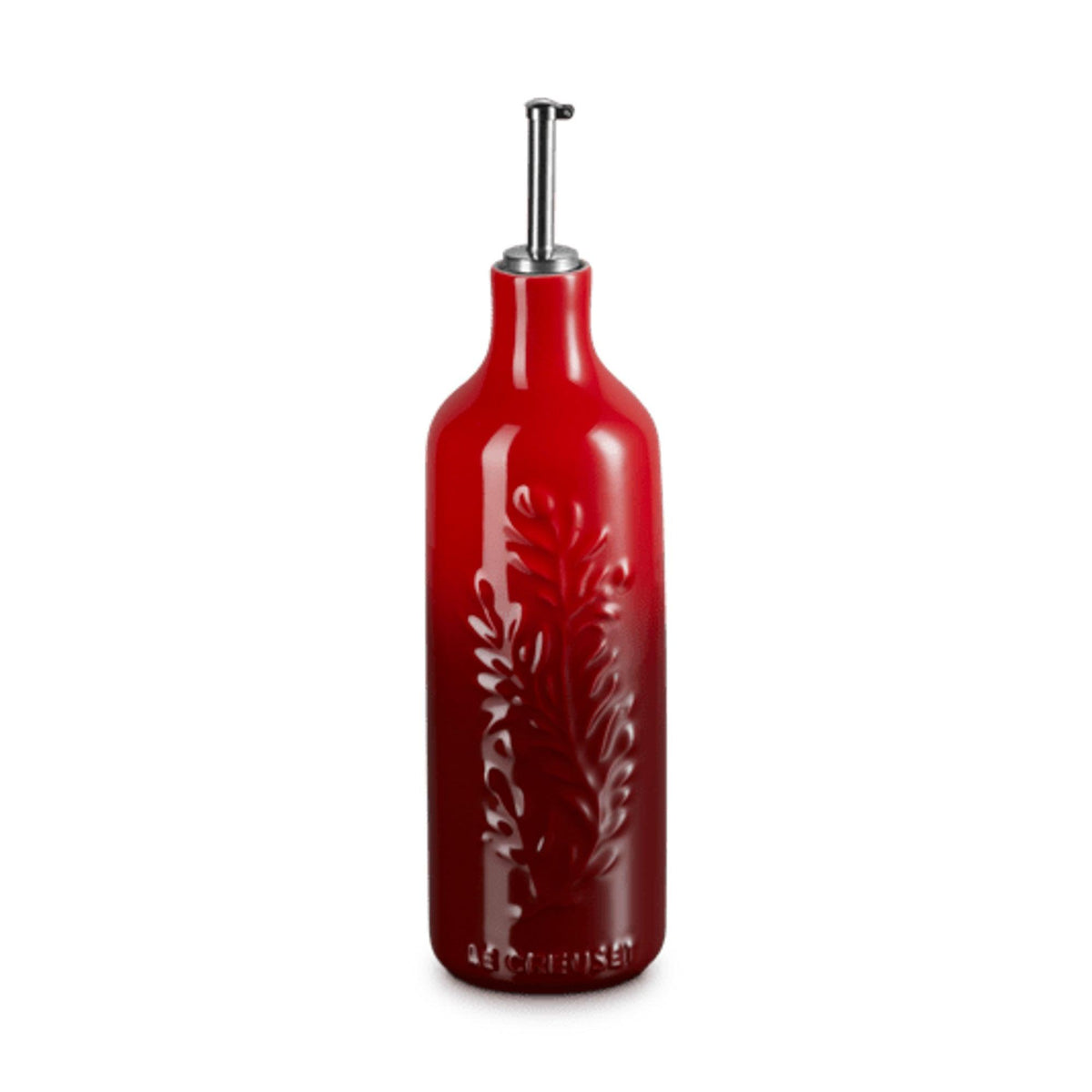 Le Creuset 20oz Stoneware Olive Branch Oil Cruet Cerise