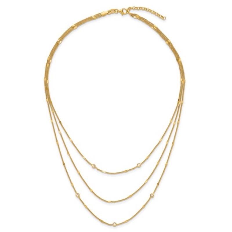 Distinctive Sterling Silver Gold-Tone Multi-Strand Necklace