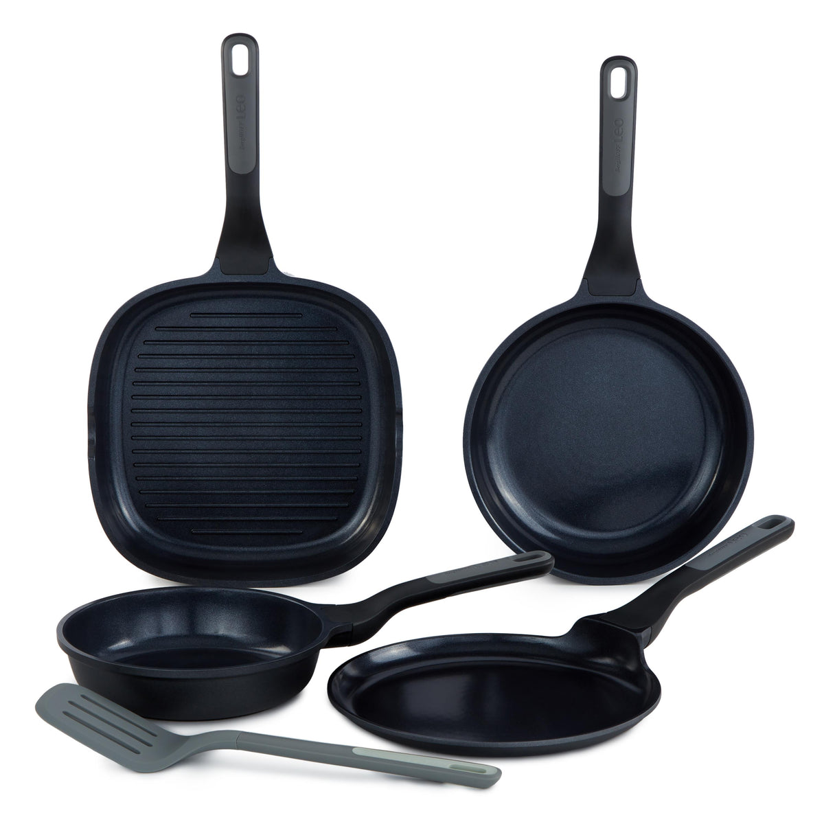 BergHOFF Leo Stone+ Ceramic Non-Stick Recycled Cast Aluminum 5pc Cookware Set