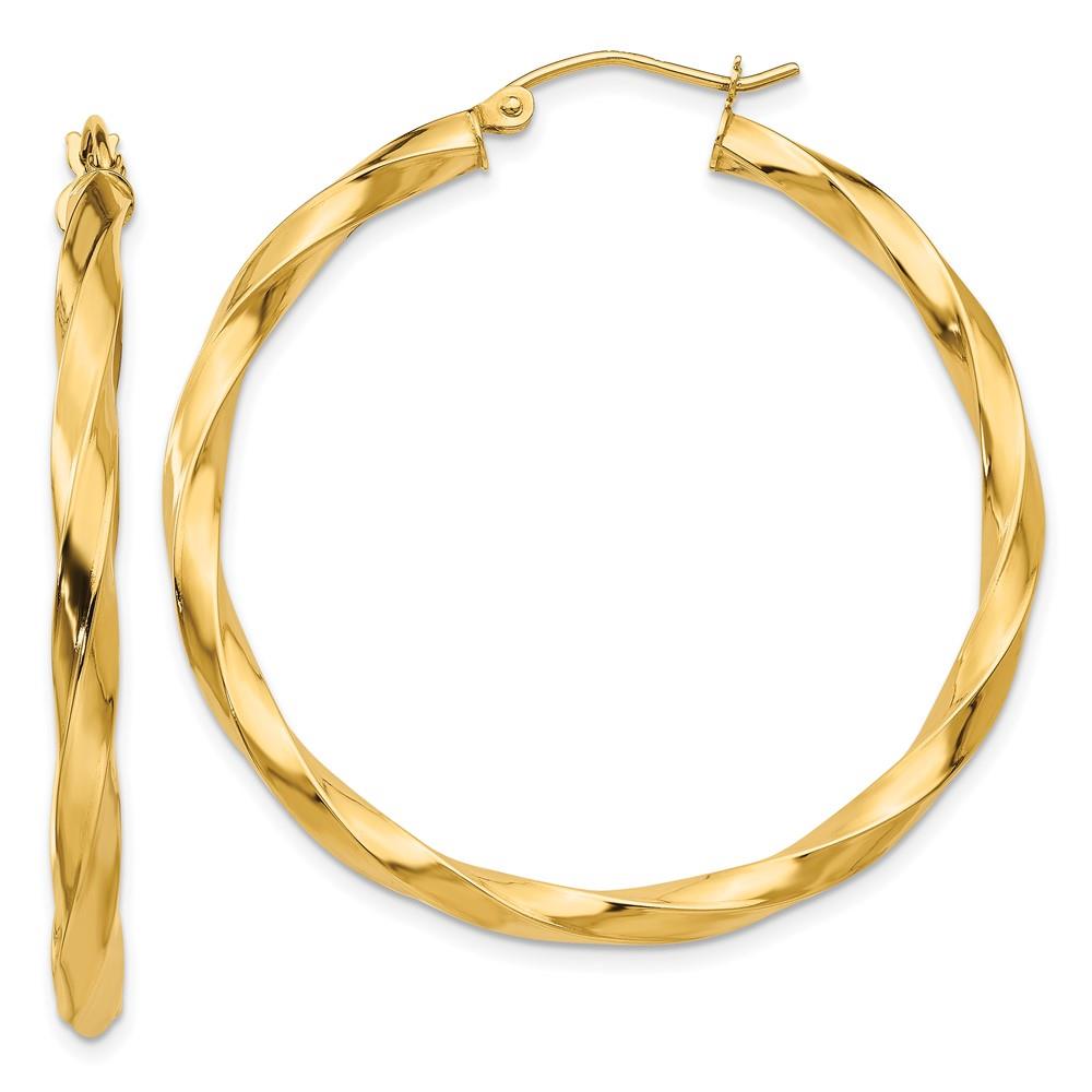 Distinctive 14k Yellow Polished 3mm Twisted Hoop Earrings