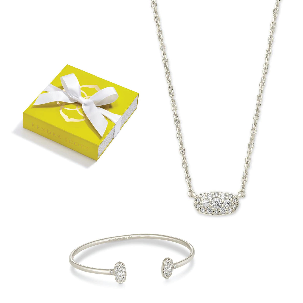 Kendra Scott Grayson Silver Crystal 2pc Set