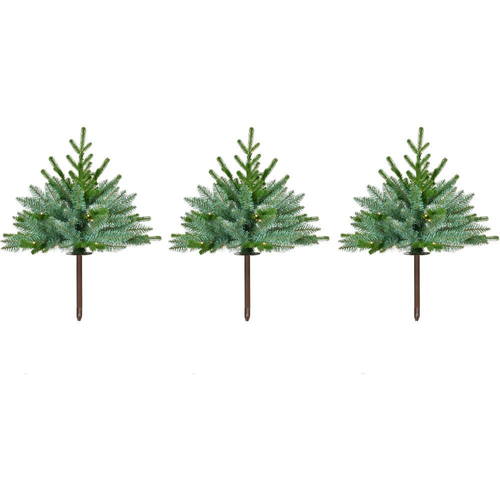 Fraser Hill Set of 3 Prelit 18-in. Artificial Sidewalk Trees with Warm White LED Lights