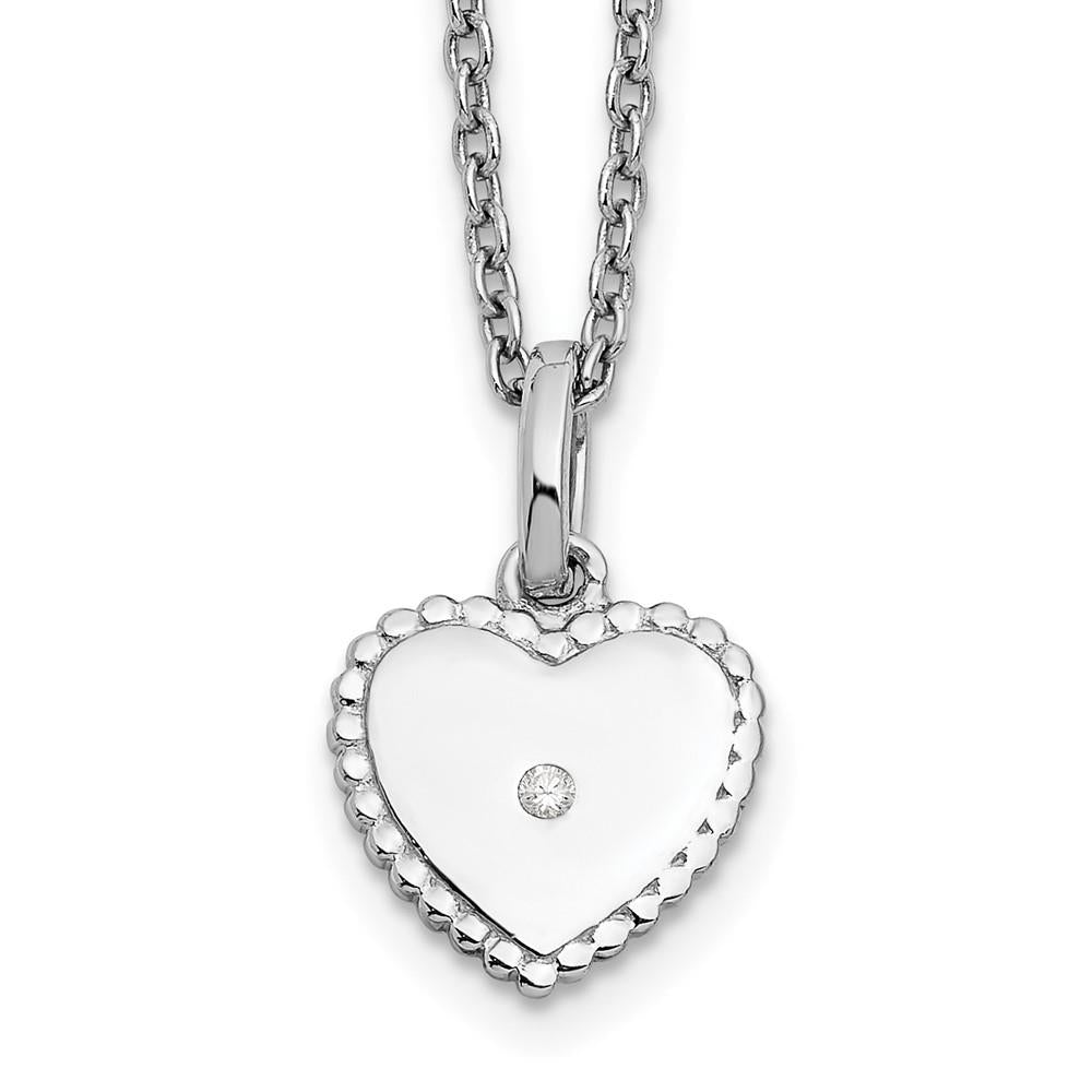 Distinctive Sterling Silver Rhodium Plated White Ice Diamond Heart Necklace