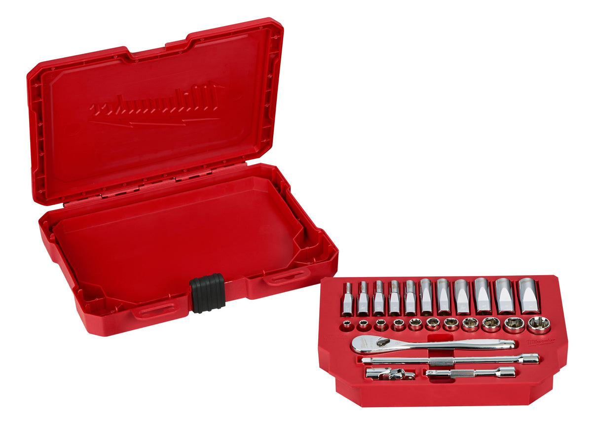 Milwaukee 1/4" Drive 26pc Ratchet & Socket Set - SAE