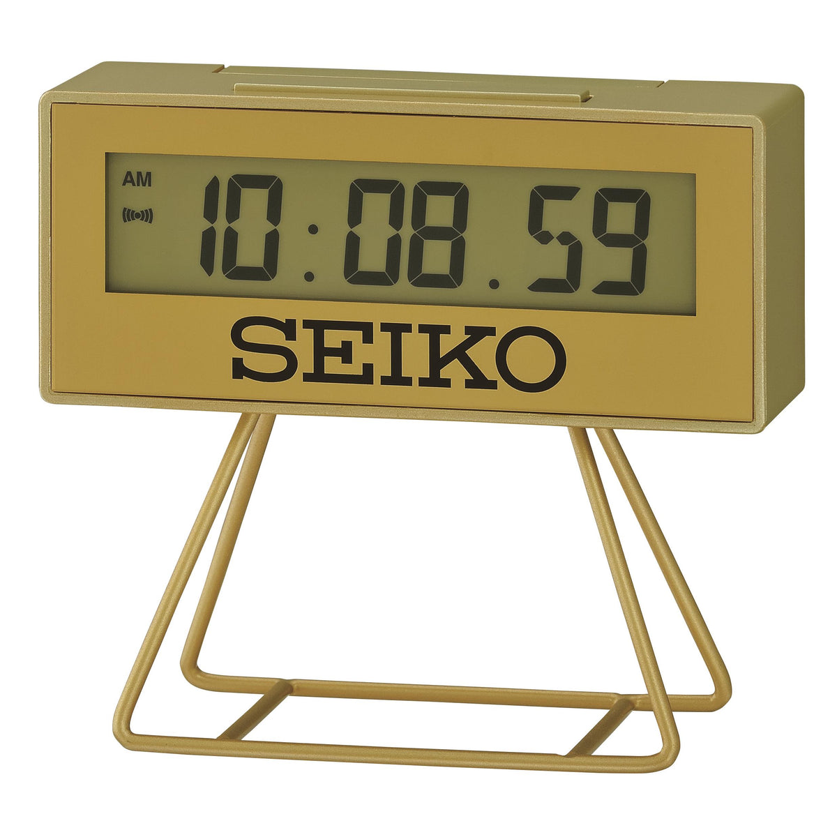 Seiko Clocks Desk Table-Alarm, Quartz, Gold-Tone LCD Display