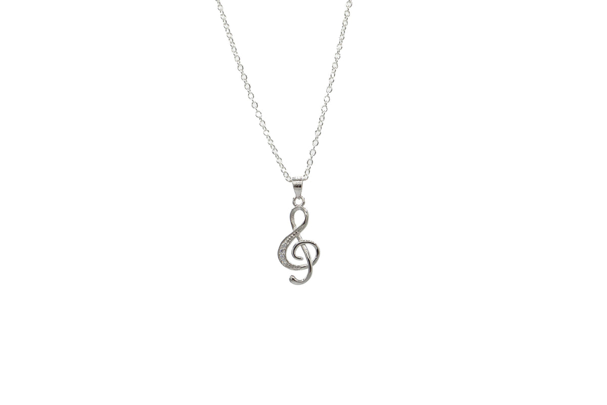 Completely Bella Musical Treble Clef CZ Necklace