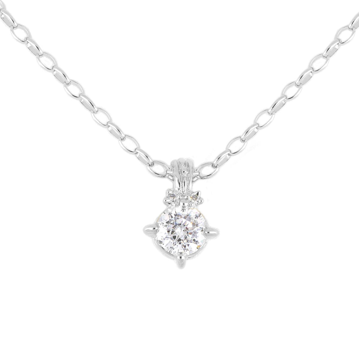John Medeiros Diamante 2 Carat 102 facets CZ Necklace - Rhodium. 16"L. Lobster claw clasp closure.