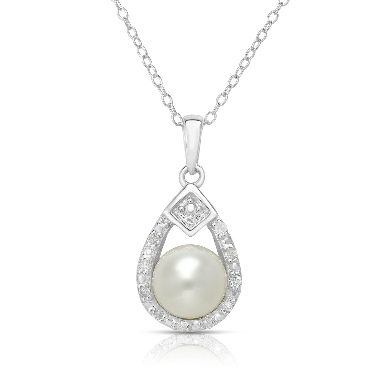 Jilco Pearl and Diamond Necklace Silver