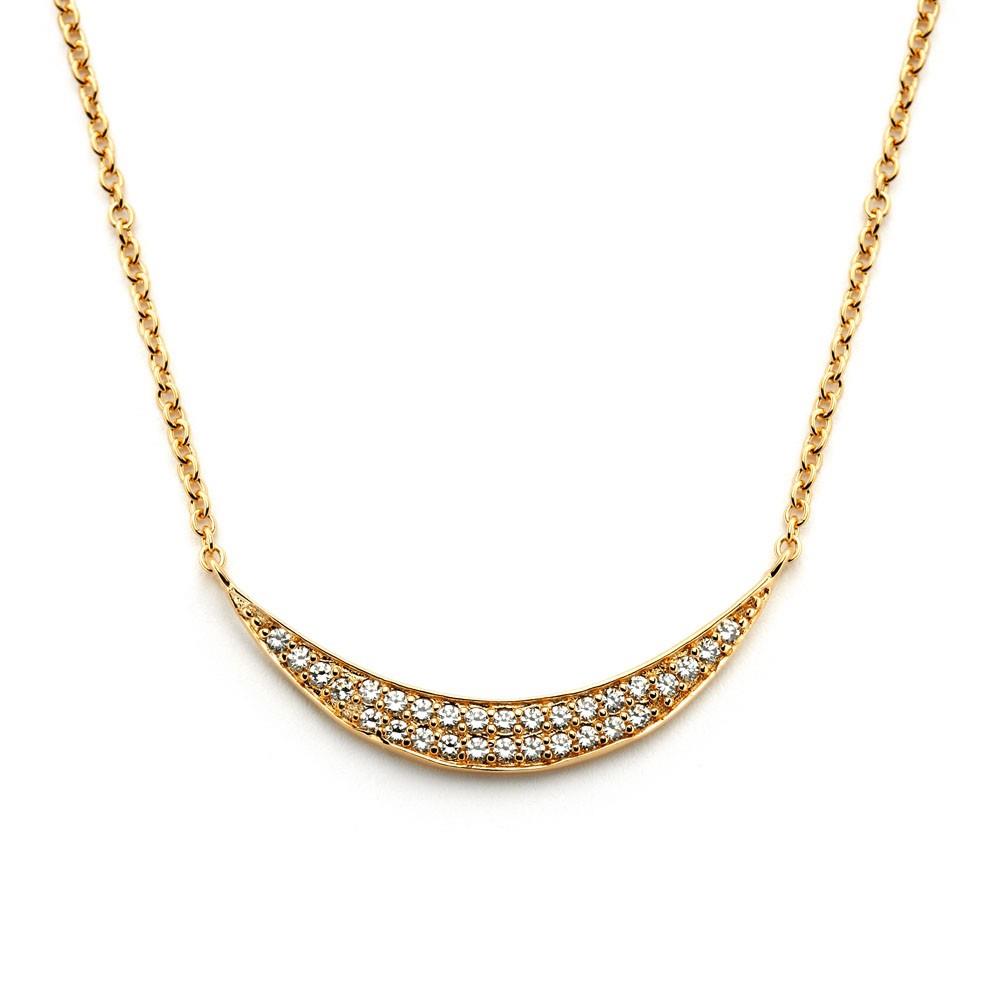 PARIKHS Gold Plated Crescent CZ Inlay Necklace in 925 Sterling Silver