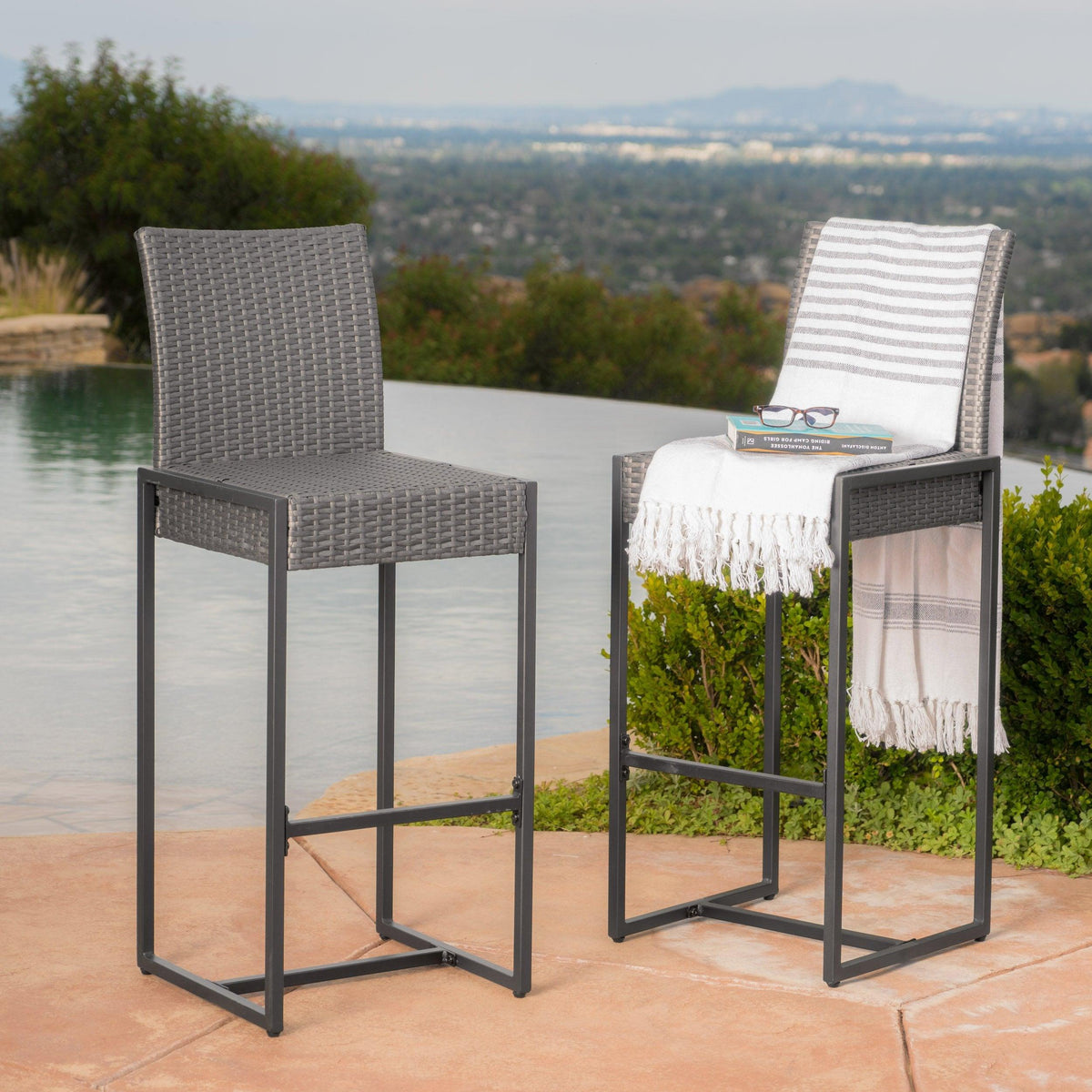 Stark Home Conrad Outdoor Wicker Barstools Set (2)