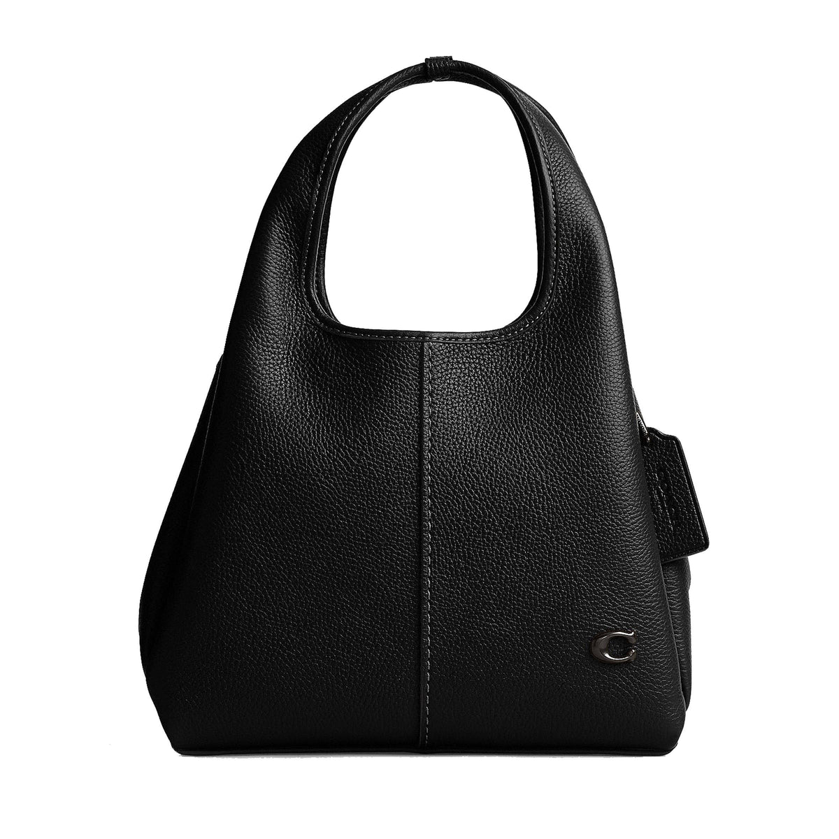 COACH Polished Pebble Leather Lana Shoulder Bag 23 - Black/Pewter