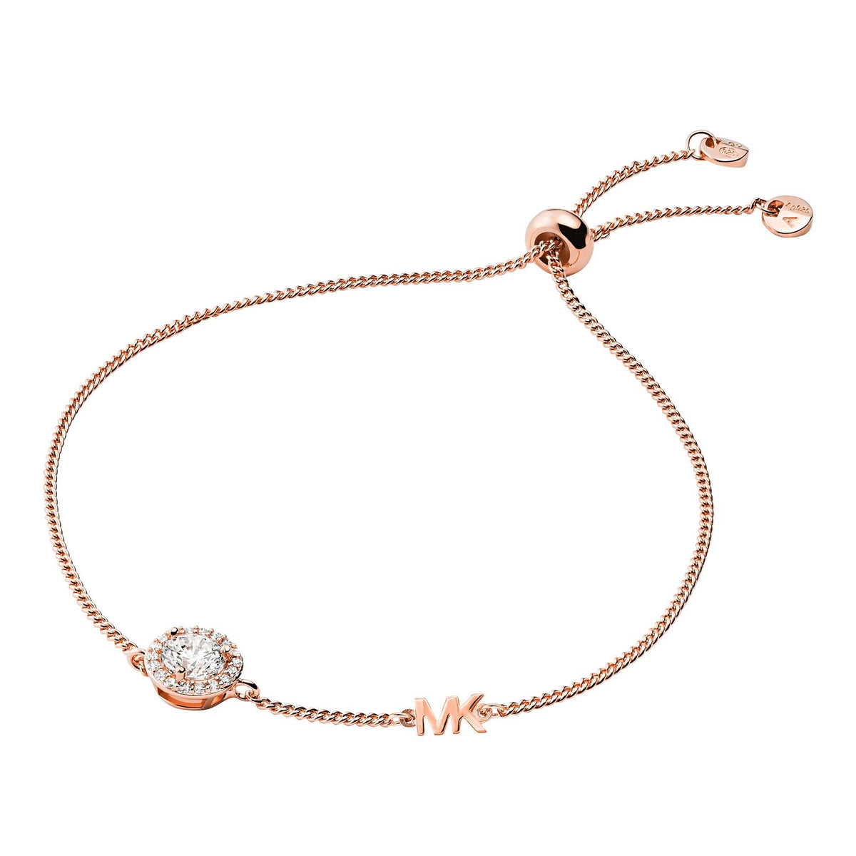 Michael Kors Precious Metal Pave Sterling Silver Slider Bracelet Rose Gold