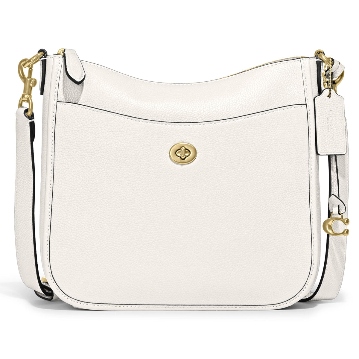COACH Polished Pebbled Leather Chaise Crossbody - Chalk/Brass