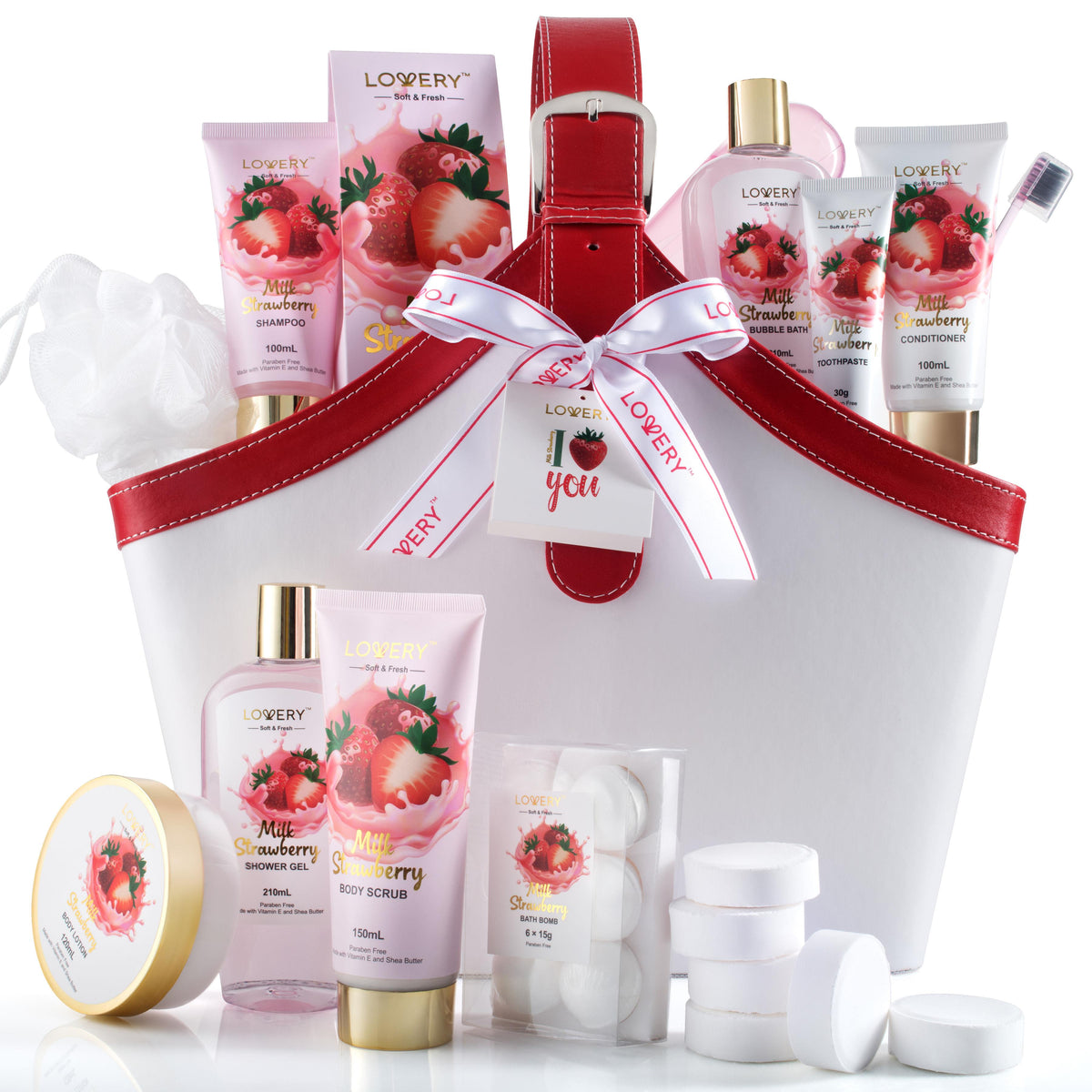 Lovery Strawberry Milk Home Bath Gift Set Size 25 Pieces