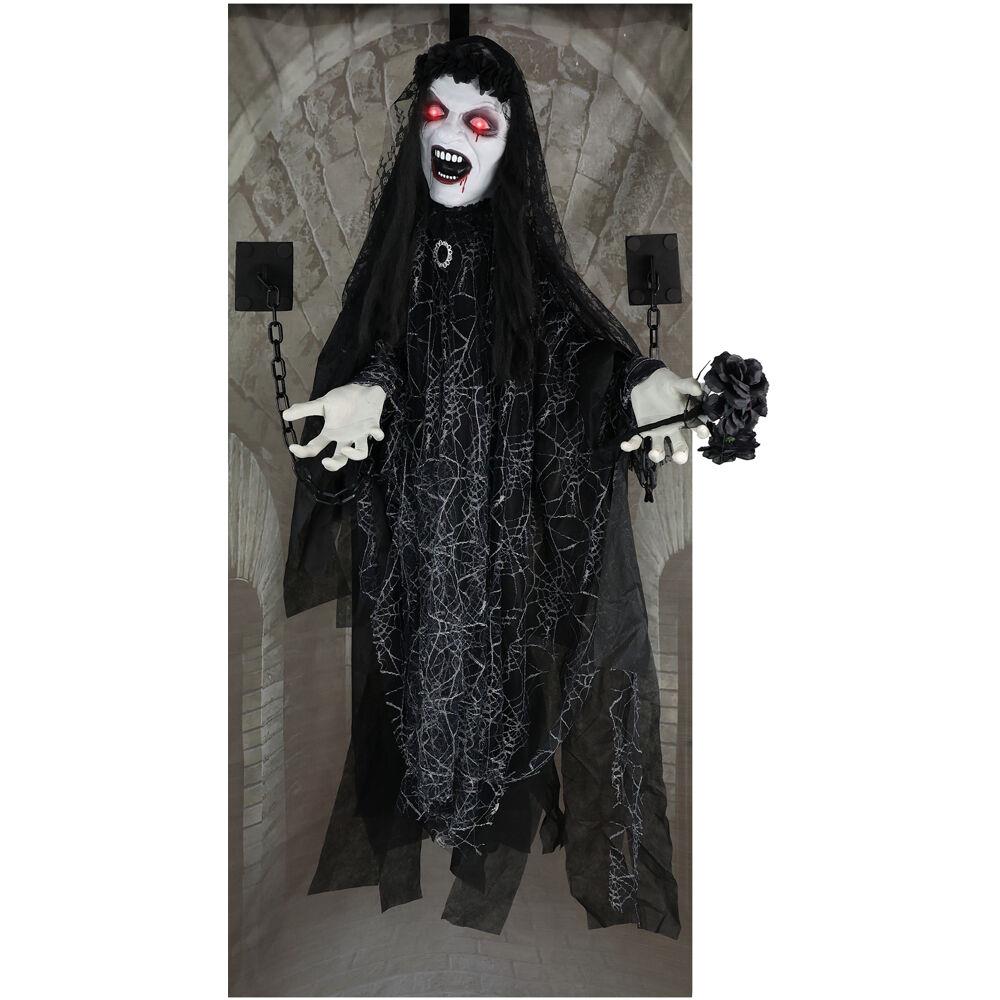 Haunted Hill 4.3 Ft. Animatronic Demon Widow Door Greeter with Lights and Sound, Indoor/Covered Outdoor Halloween