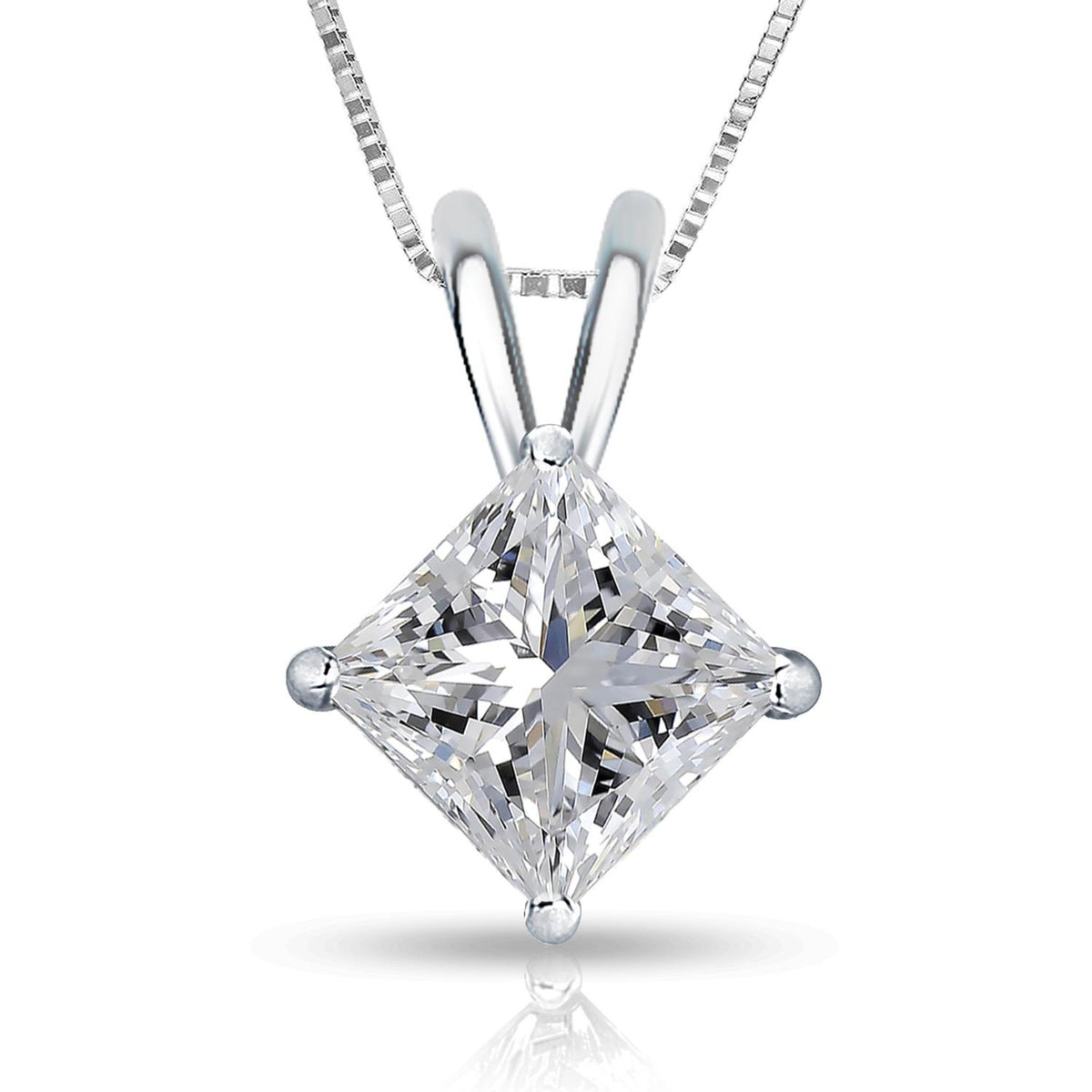 Infinity Luxe Jewelry Collection Princess cut 10K WG Pendant w/ Silver CN 0.15ct