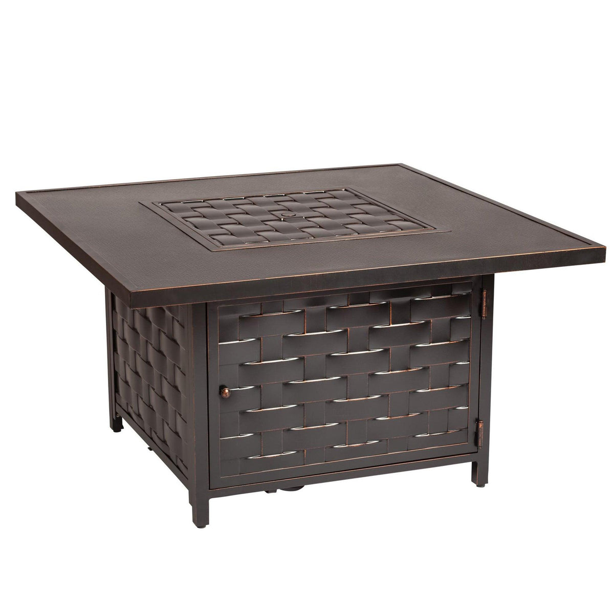 FireSense Armstrong 42" Square Basketweave Convertible Gas Fire Pit Table