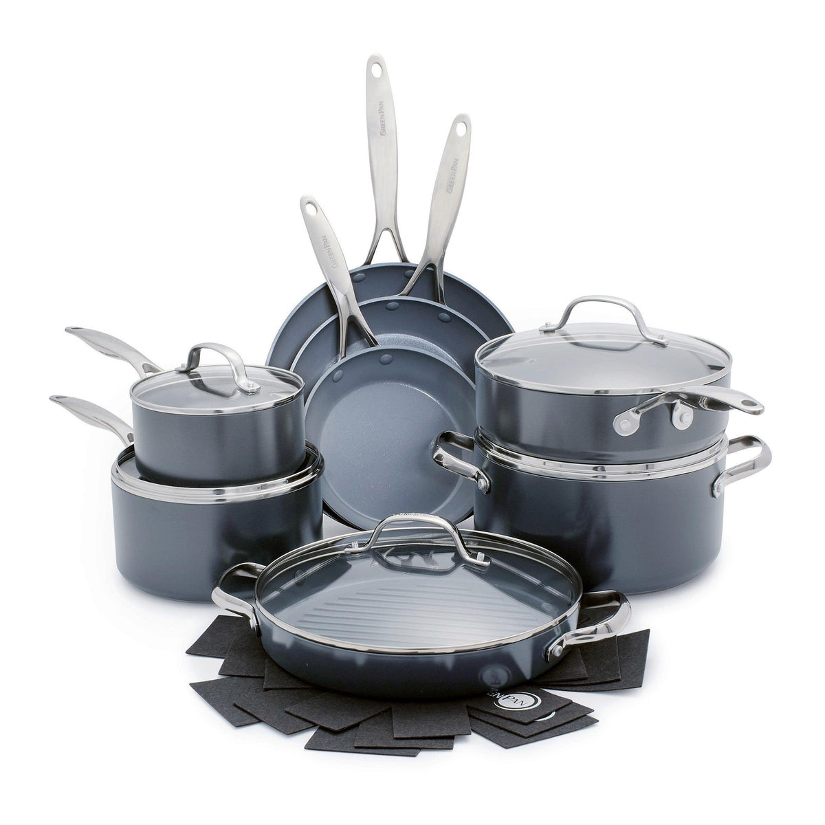 GreenPan Valencia Pro 13pc Ceramic Nonstick Cookware Set Gray