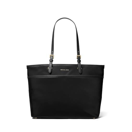 Michael Kors Winston Large Signature Logo Print Woven Pocket Tote Bag - Black