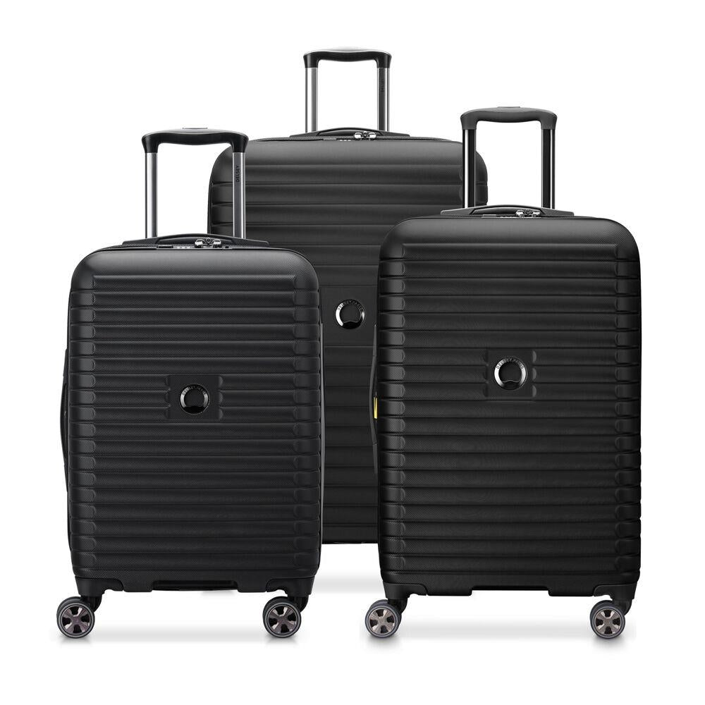 Delsey Cruise 3.0 3-Piece Smart Luggage Set with Carry-On, Medium and Large Suitcases in Black