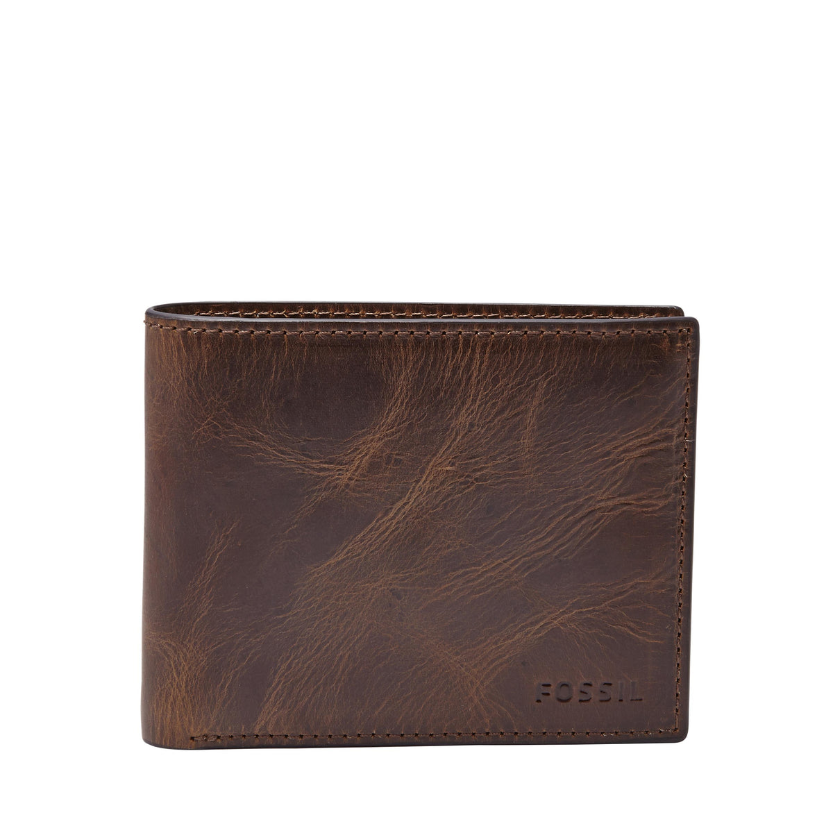 Fossil Derrick Flip ID Bifold Wallet Dark Brown