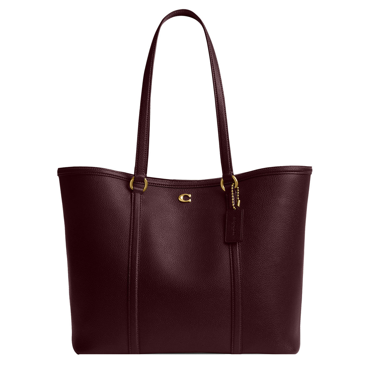 COACH Refined Pebble Leather Legacy Tote - Merlot/Brass