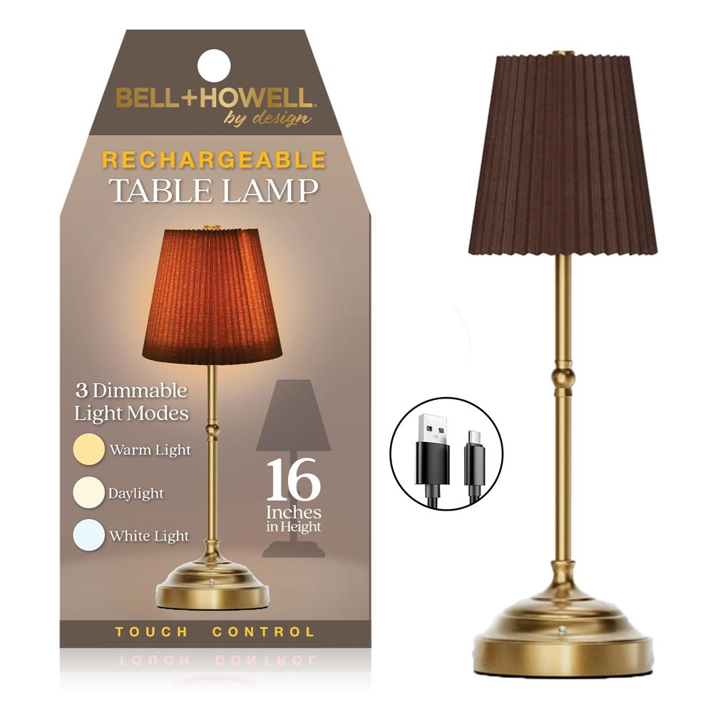 Bell + Howell Pleated Shade Portable Rechargeable Lamp Size 15"