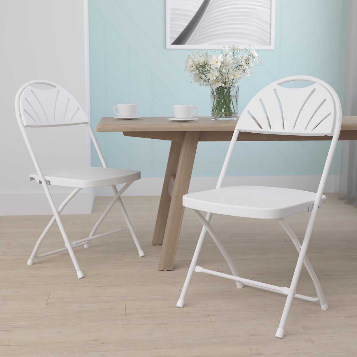 Flash Furniture 2PK 650 lb. Rated Burg Plastic Fan Back Folding Chair