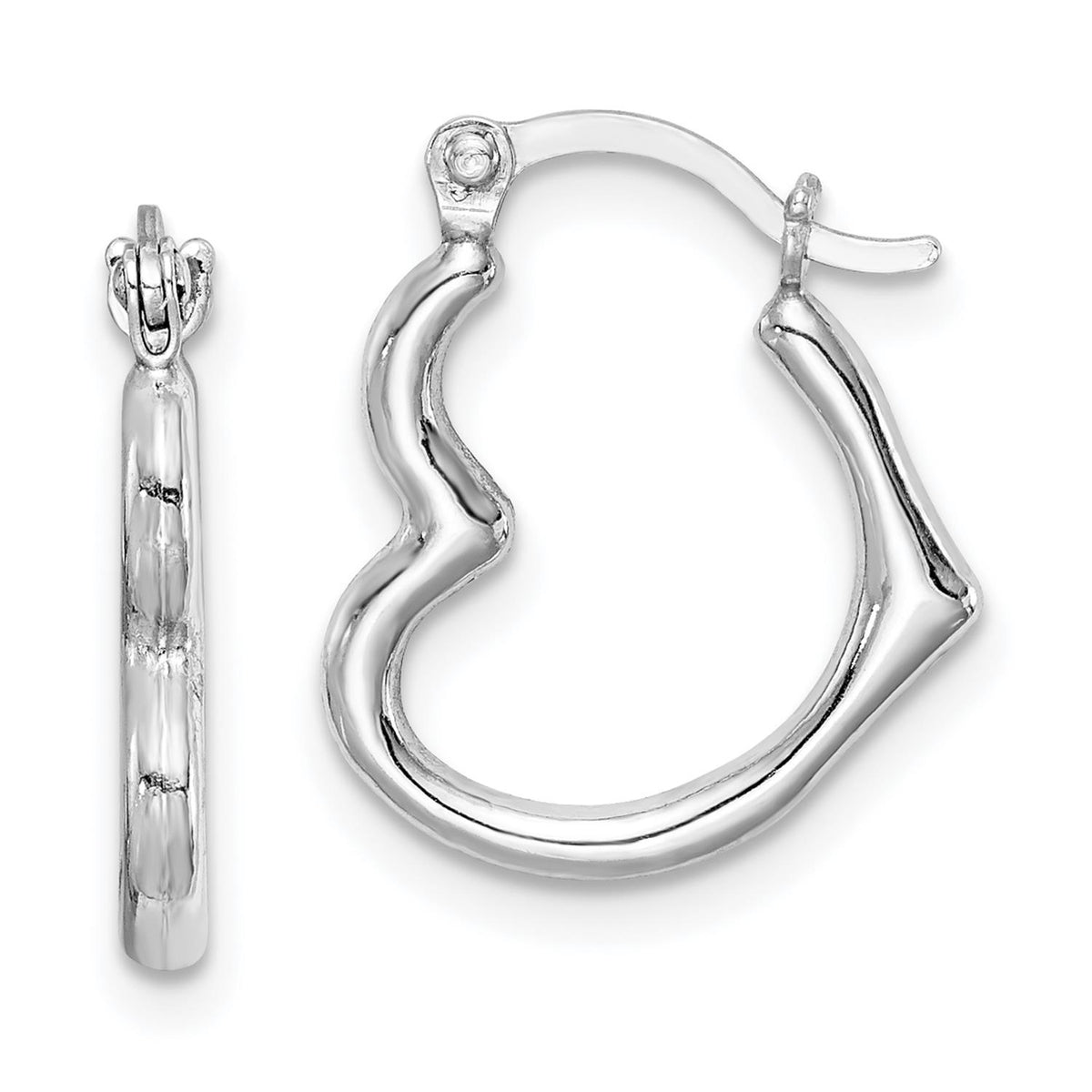 Distinctive Sterling Silver Rhodium Plated Hollow Heart Hoop Earrings