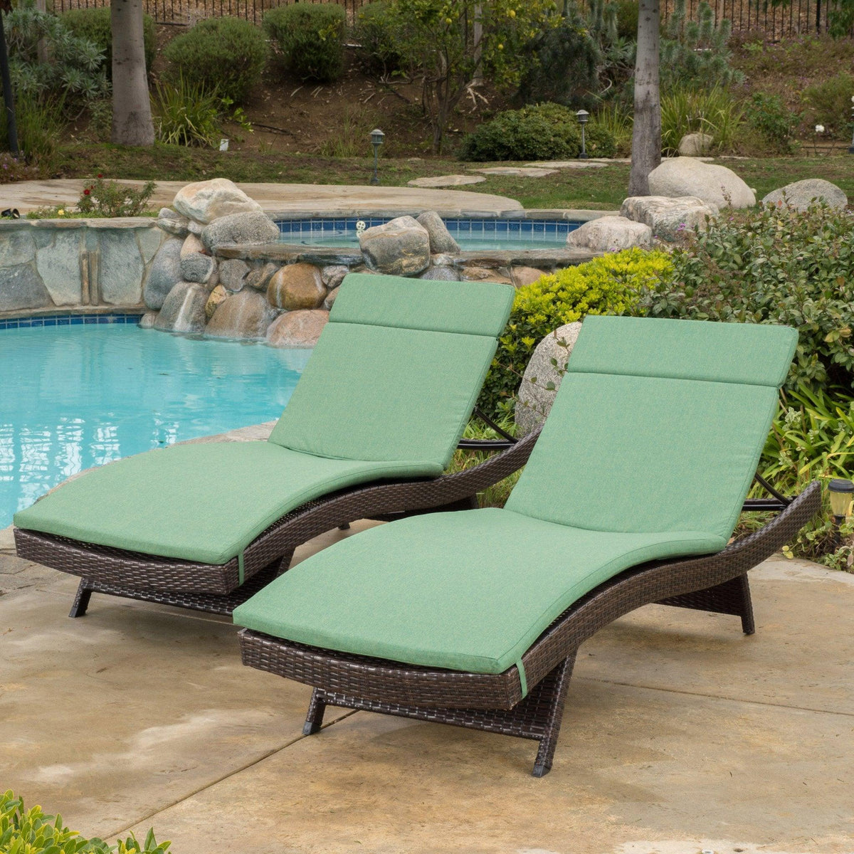Stark Home Salem Outdoor Adjustable Loungers & Cushions (2)