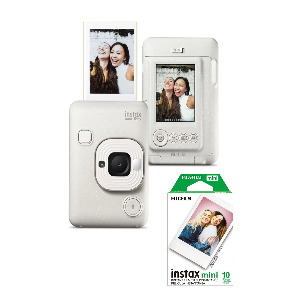 FujiFilm Instax Mini LiPlay Instant Photo Hybrid Bundle Misty White