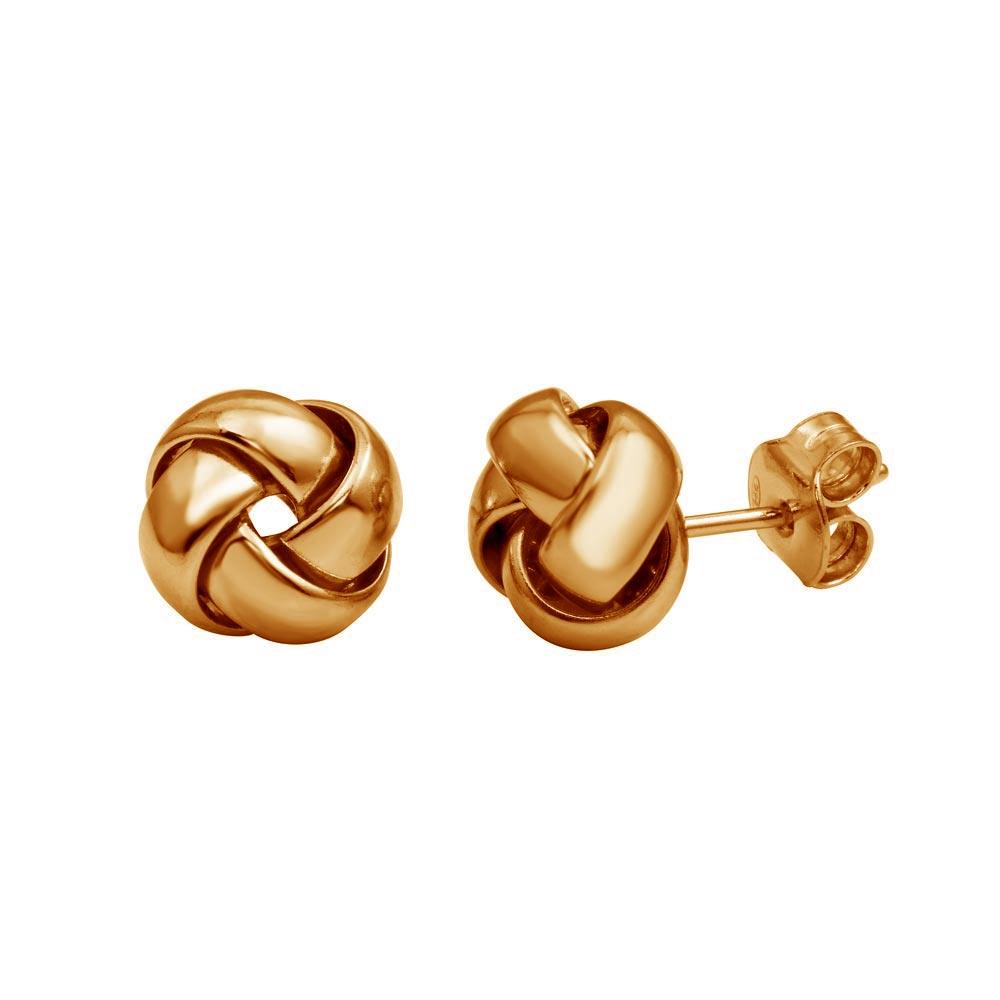 PARIKHS Rose Gold Plated Knot Stud Earring in 925 Sterling Silver