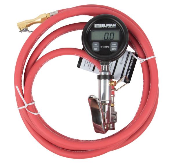 JS Products Steelman 0-150 PSI Digital Gauge Inflator with 10' Whip Hose
