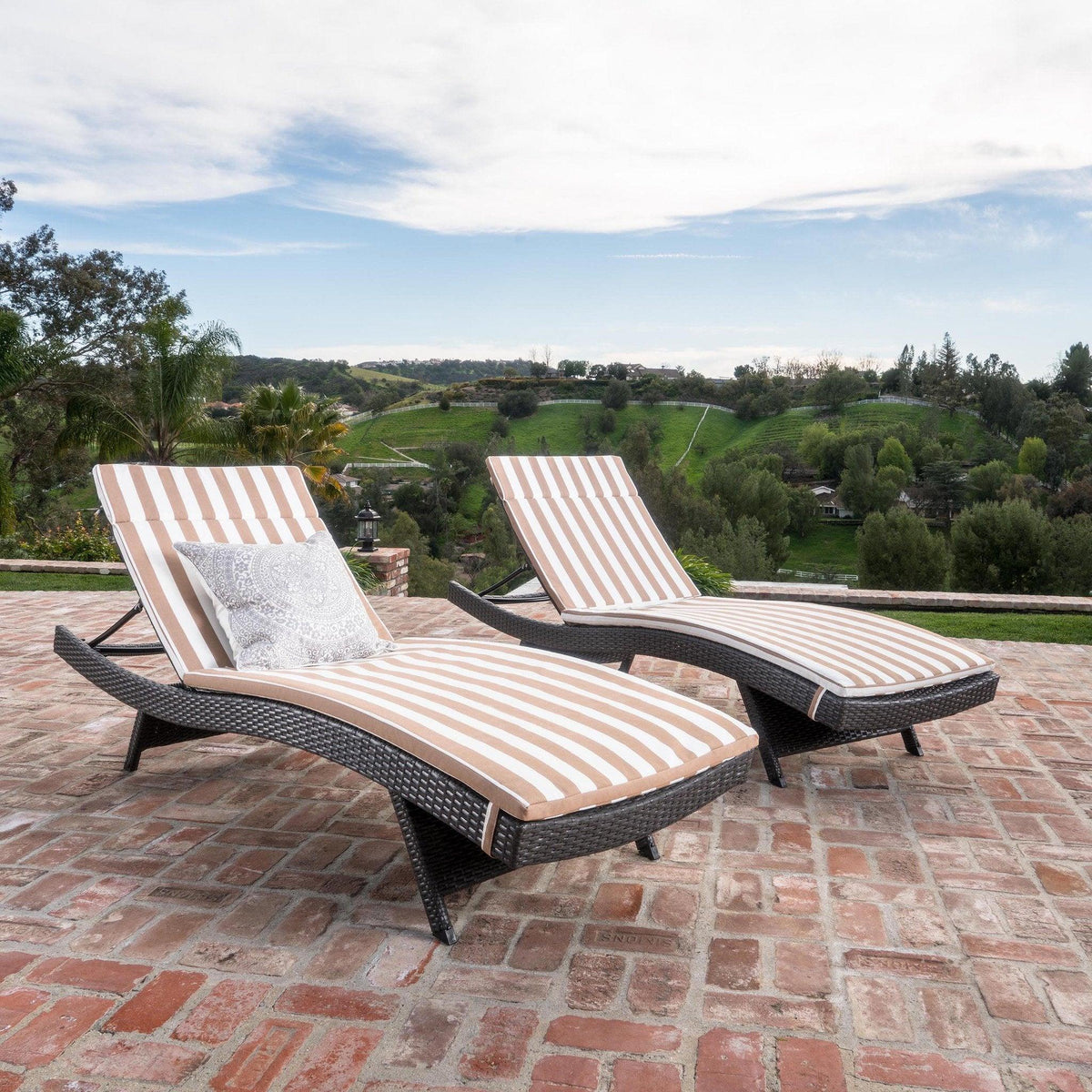 Stark Home Salem Outdoor Wicker Lounger W/ Wr Cushion Set (2)