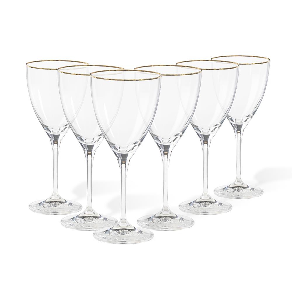 Casa Fina Sensa Set/6 wine glasses w/ golden rim