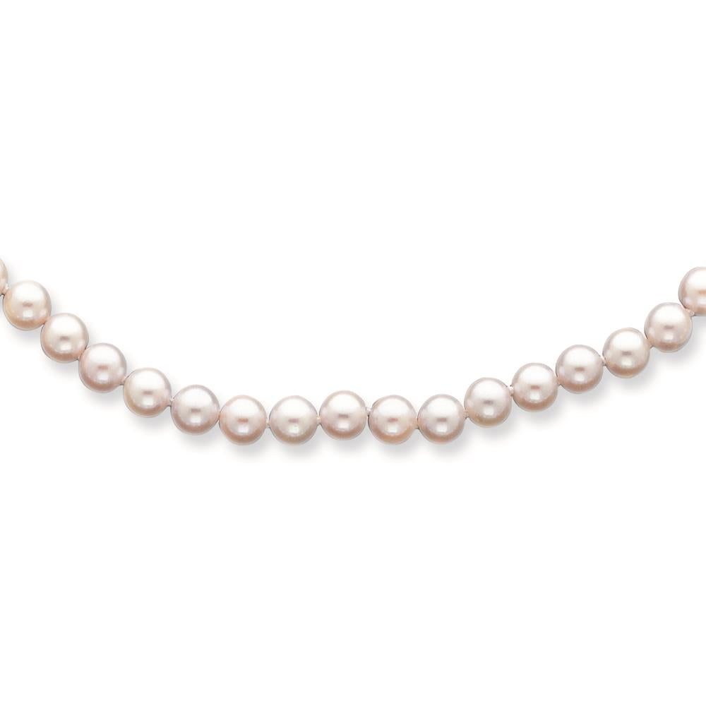 Distinctive 14k 6-7mm Round White Saltwater Akoya Cultured Pearl Necklace