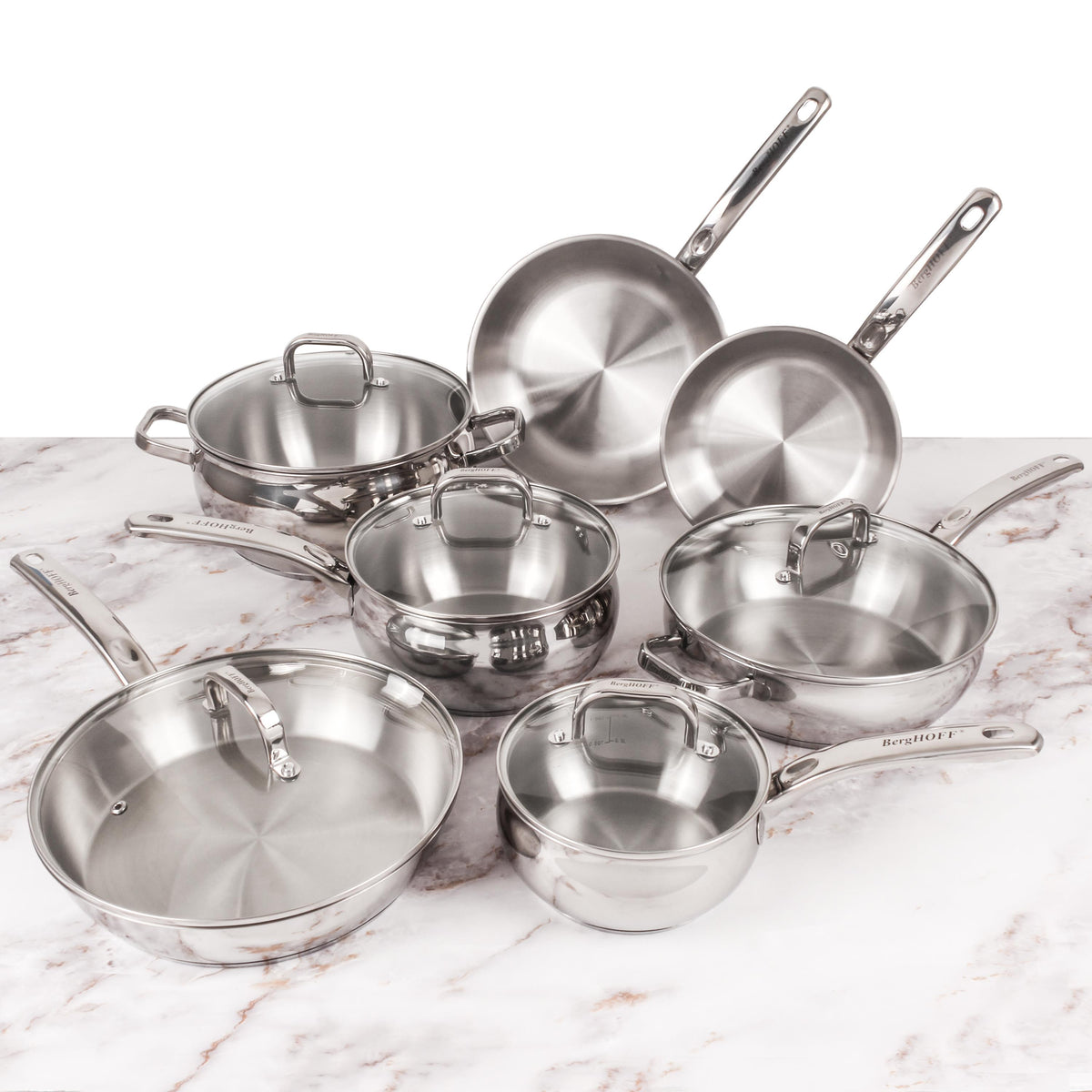BergHoff Belly Shape 12pc 18/10 SS Cookware Set