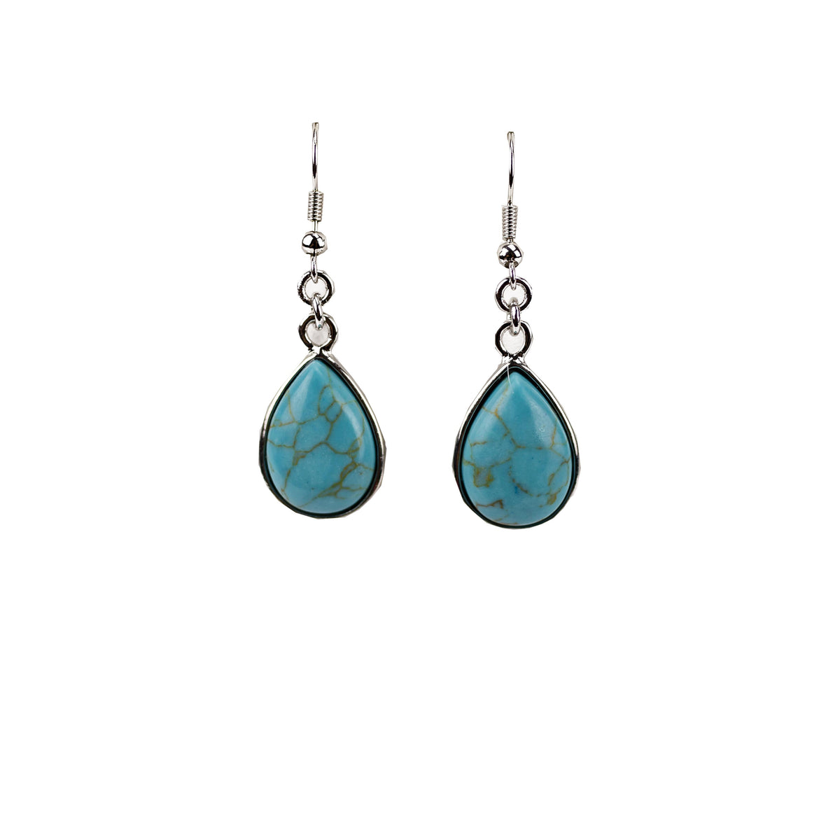 Completely Bella Turquoise and Silver Teardrop Earrings