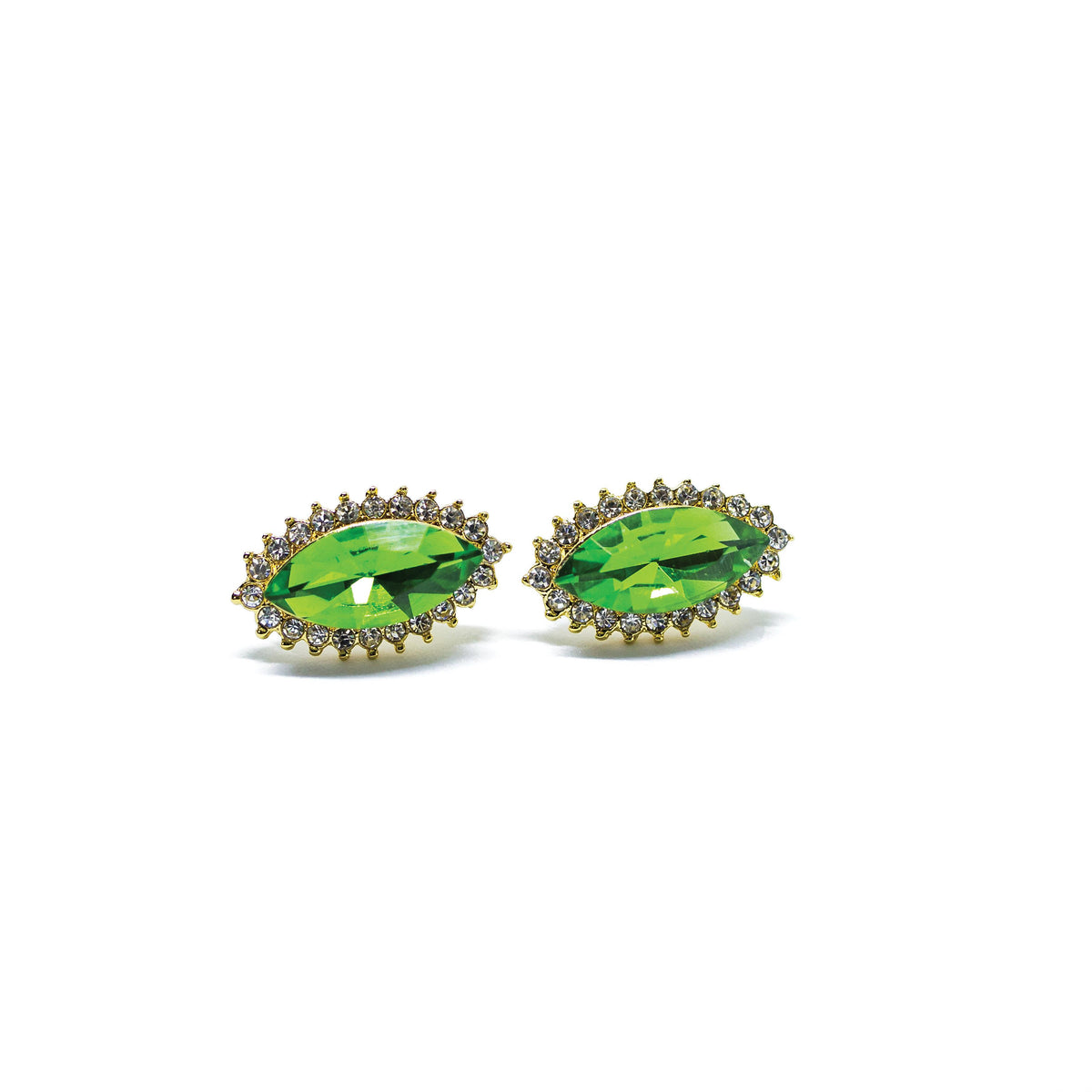 Completely Bella Green Marquise Cut Rhinestone Earrings