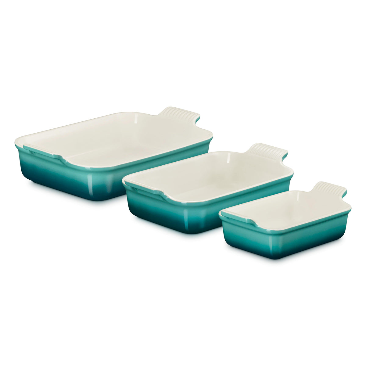 Le Creuset 3pc Heritage Stoneware Rectangular Baking Dish Set Riviera