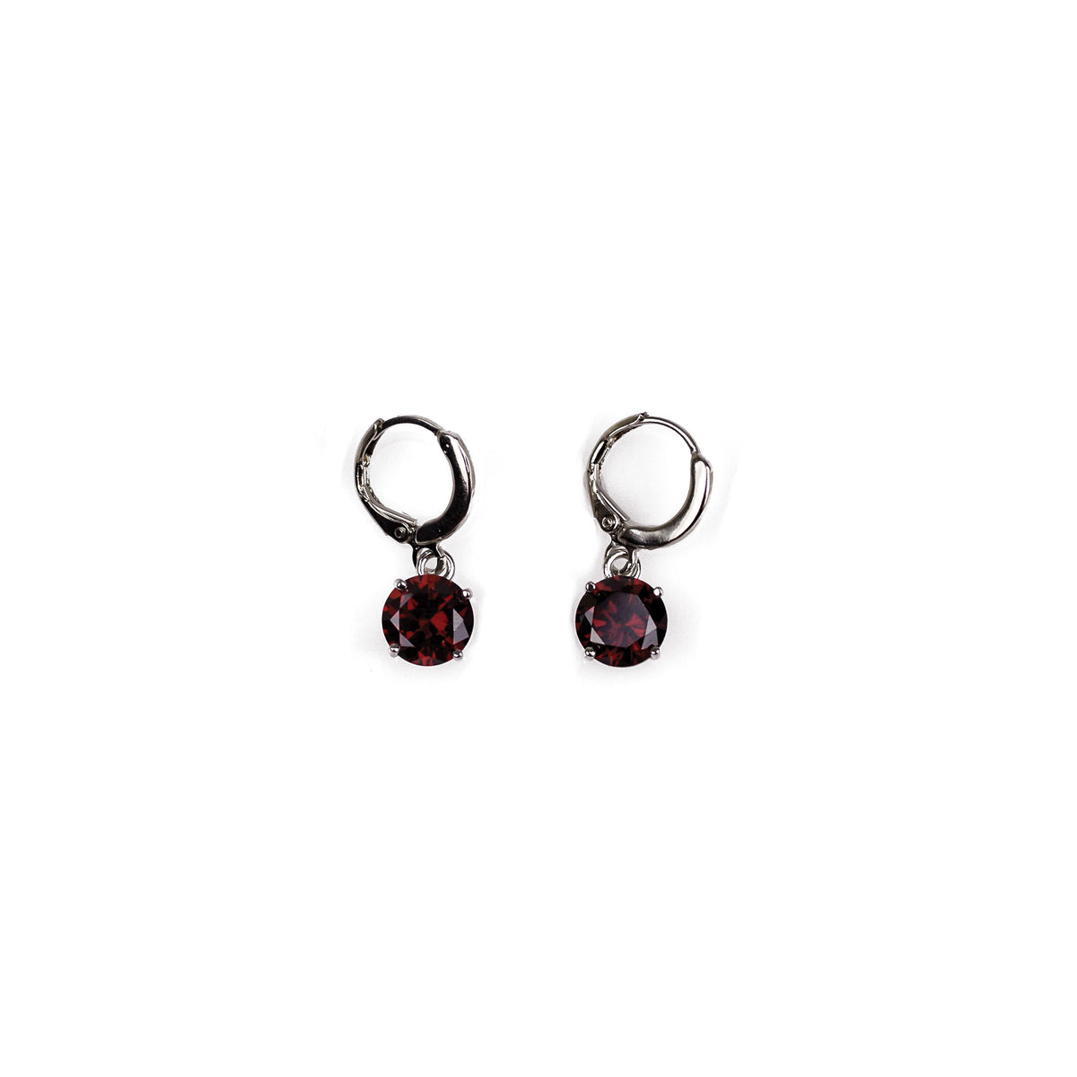 Completely Bella Round Cut Crystal Solitaire Earrings in Red Ruby