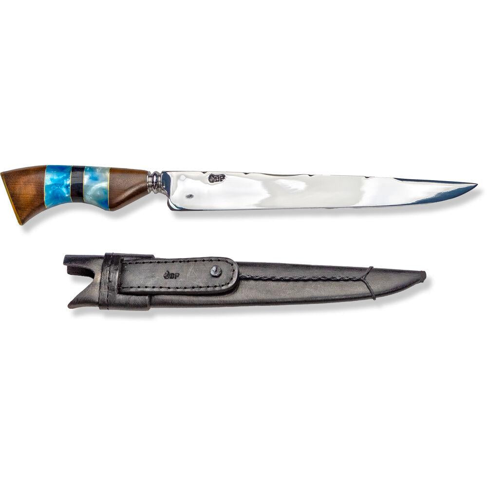 Brazilian Flame Treasure Luxor Polished 10-inch Stainless Steel Knife in Blue