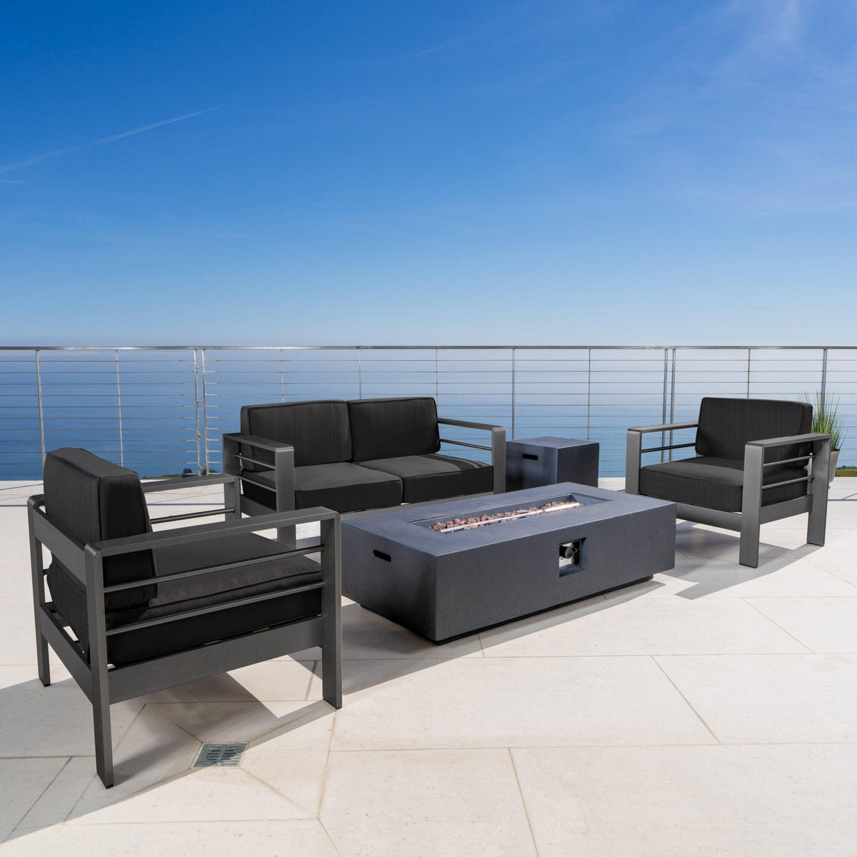 Stark Home Cape Coral Outdoor 4-Seat Chat Set With Fire Table