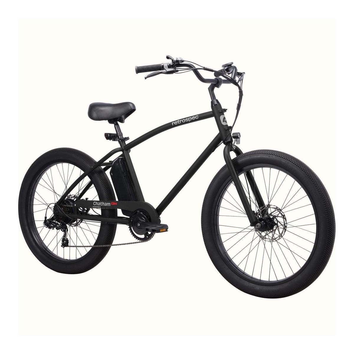 Retrospec Chatham Rev 3 Beach Cruiser Electric Bike - 18" Frame Matte Black
