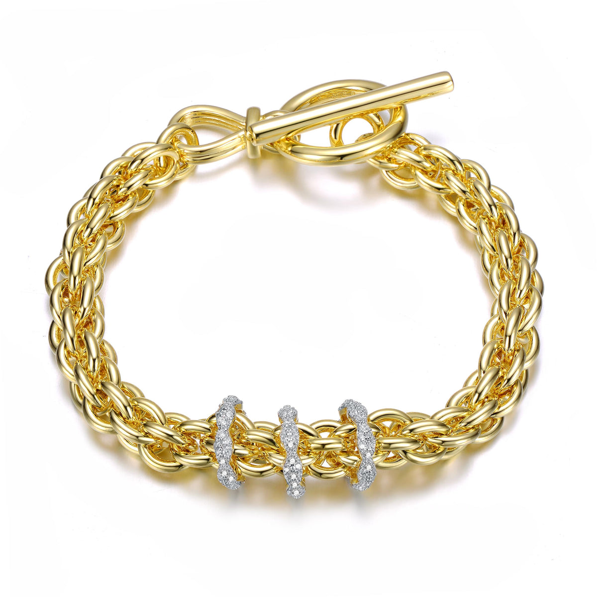 GENEVIVE 14K Yellow Gold Plated Chain Bracelet Size 7"