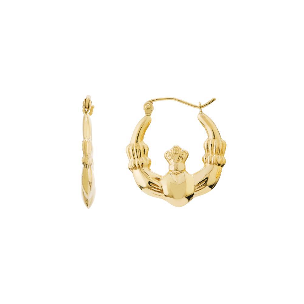 HAWLEY ST Polished Claddagh Hoop Earrings