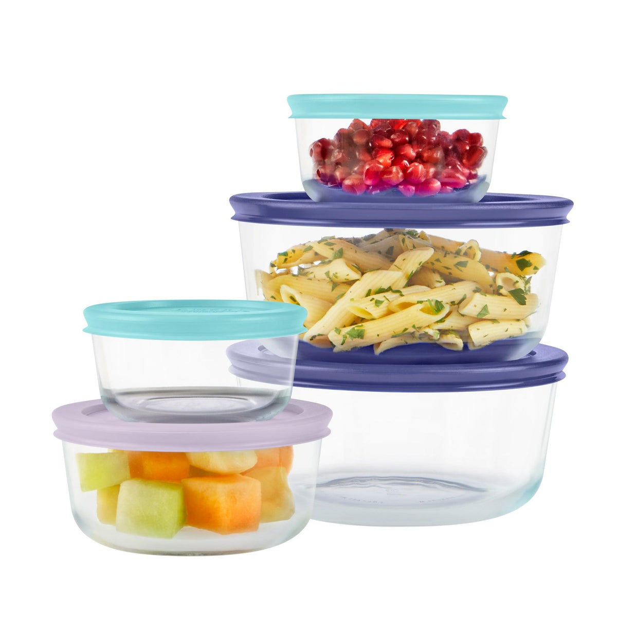 Pyrex Simply Store 10pc Glass Storage Set w/ Assorted Color Lids