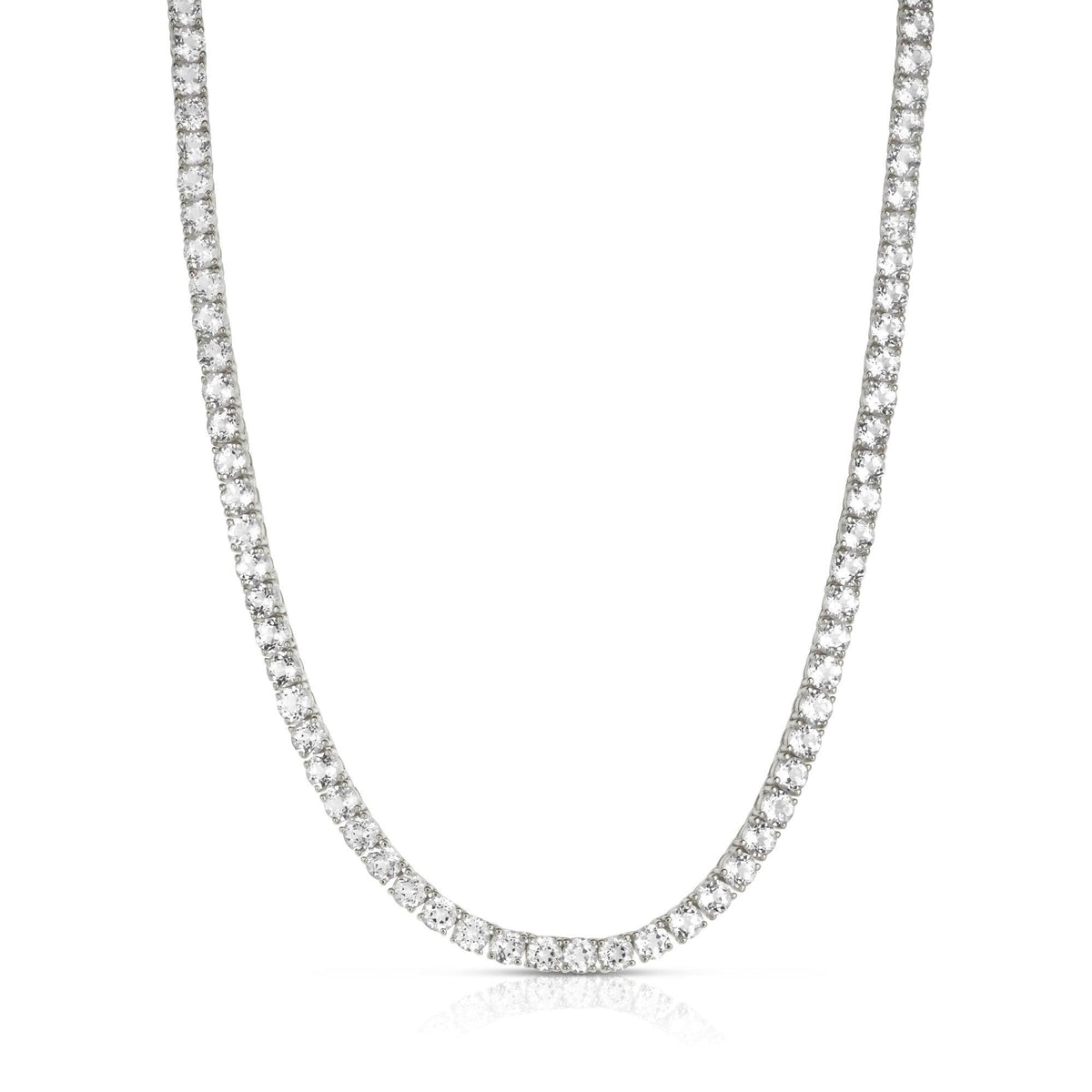 Jilco White Topaz Tennis Necklace Silver