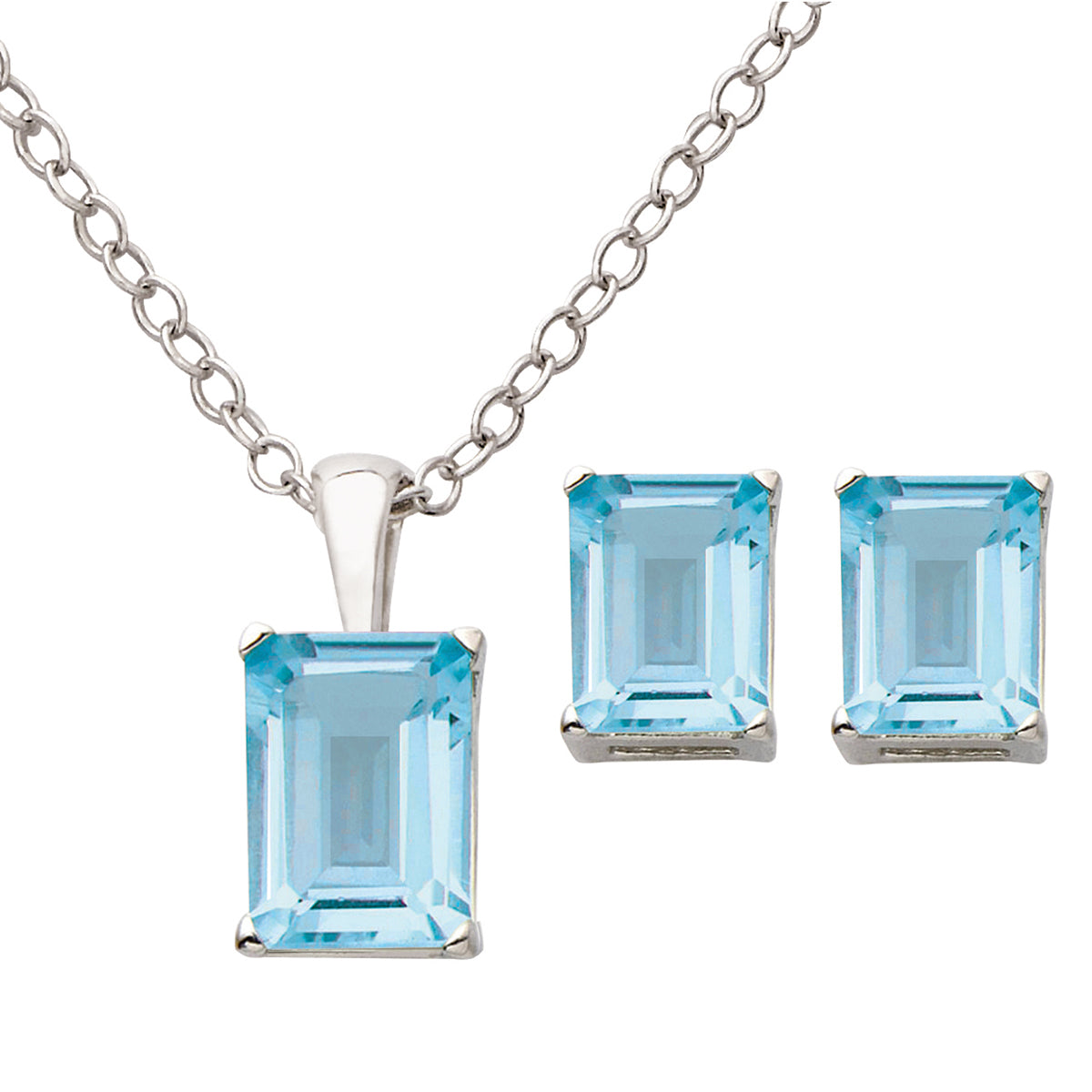 Jilco Inc Blue Topaz Earring & Necklace Set